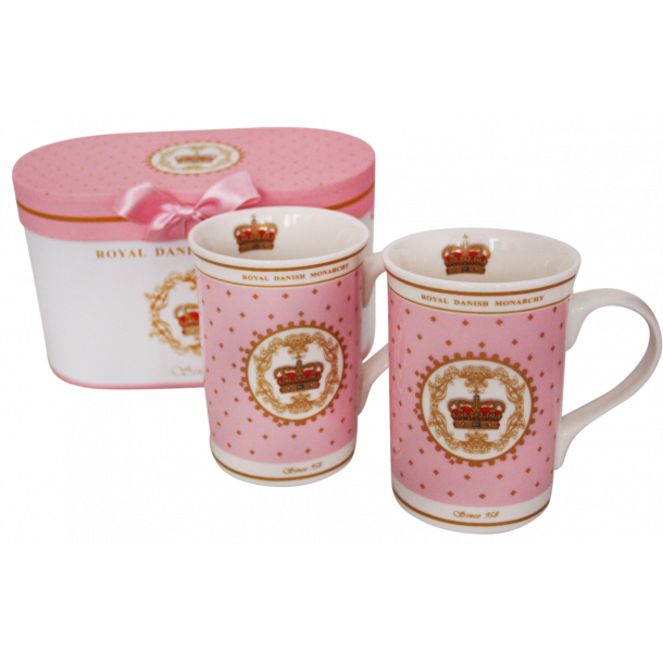 2 Krus I Gaveske Royal Danish Monarchy Pink