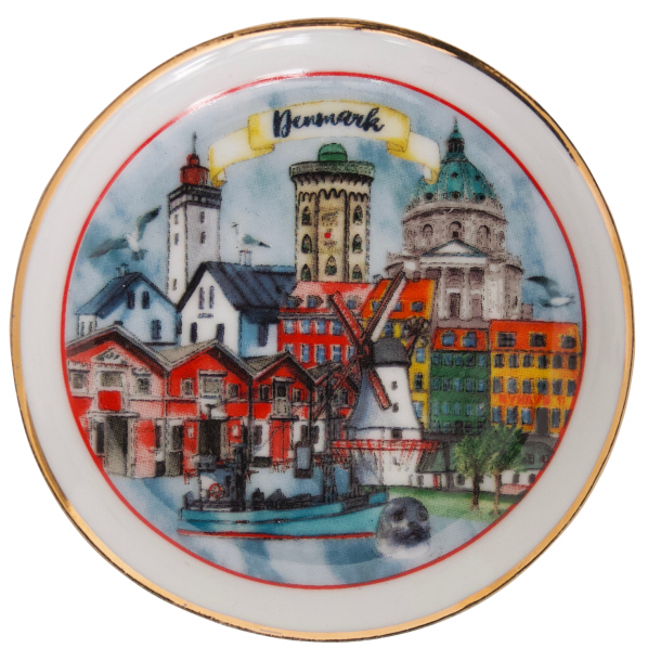 Magnet Porceln Danmark Attraktioner Kulrt 7 cm.