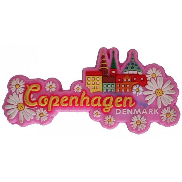 Gummimagnet Copenhagen Blomster Pink