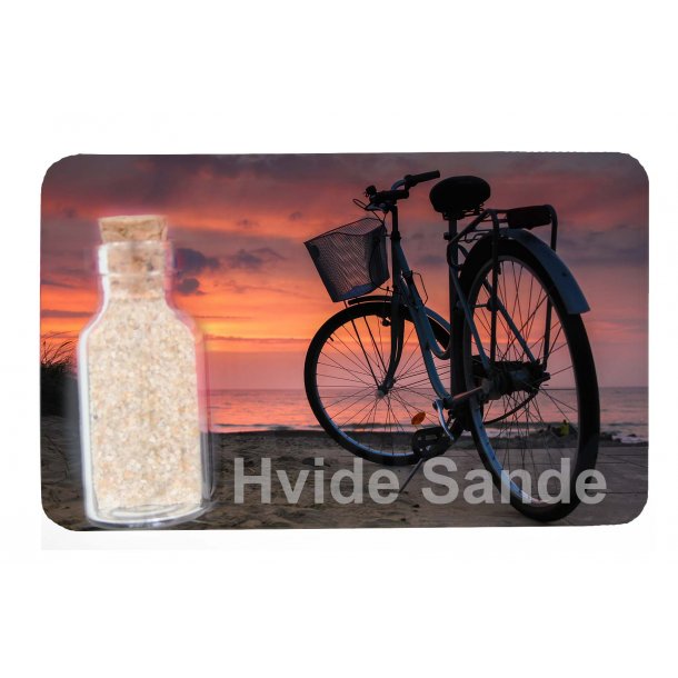 kursiv Opførsel Lyrical Magnet Med Flaske Cykel Vesterhavet Hvide Sande - Hvide Sande -  Scandinavian Souvenir ApS