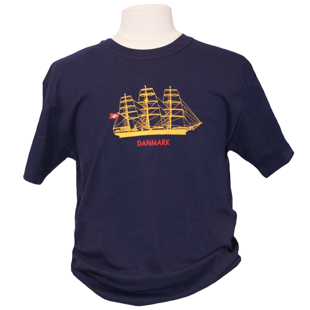 T-shirt Tall Ship Danmark Broderet Navy X-Large